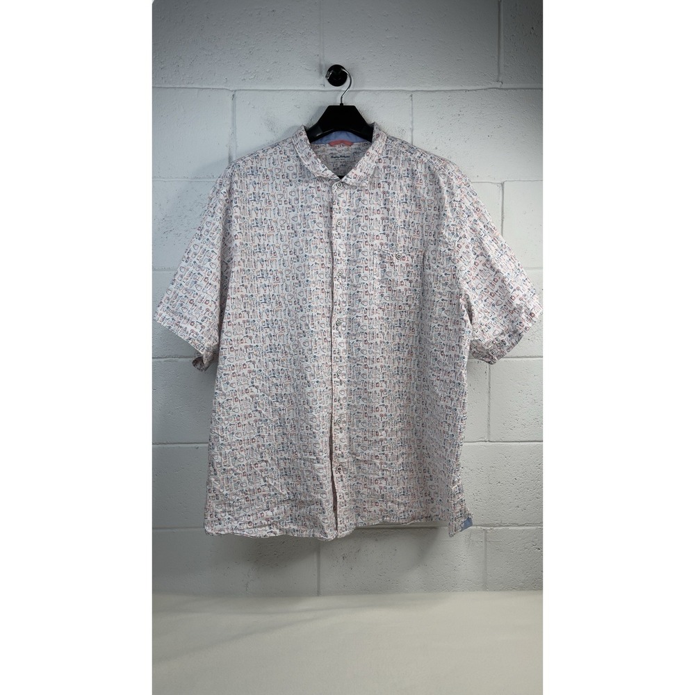 Tommy Bahama Shirt Men 4XL Nova Wave Happy Hour Seersucker Cocktail Print Pocket